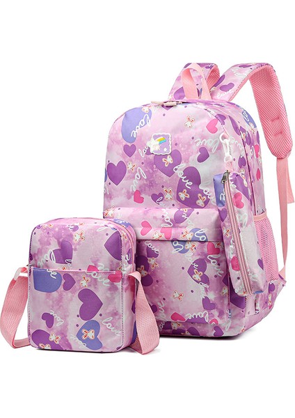Okul Çantası Kız Okul Çantası Yeni Üç Parçalı Set Sırt Çantası Sevimli Rahat Seyahat Sırt Çantası Büyük Kapasiteli Orta Okul Öğrenci Okul Çantası (Yurt Dışından)