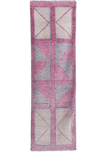 El Dokuma Geometrik Desenli Uzun Yolluk Halı 89 x 276 cm