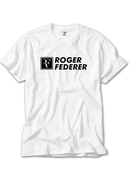 Roger Federer Text Beyaz Tişört