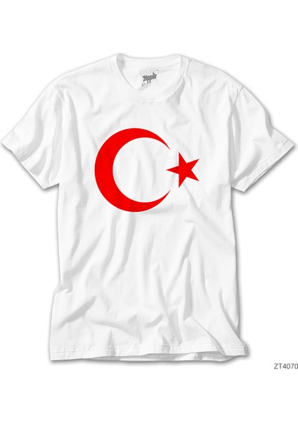 Ay Yıldız Beyaz Beyaz Tişört