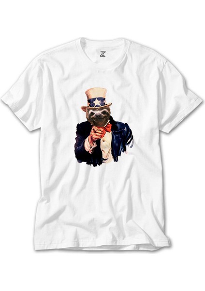 Bear Sam Amca Beyaz Tişört