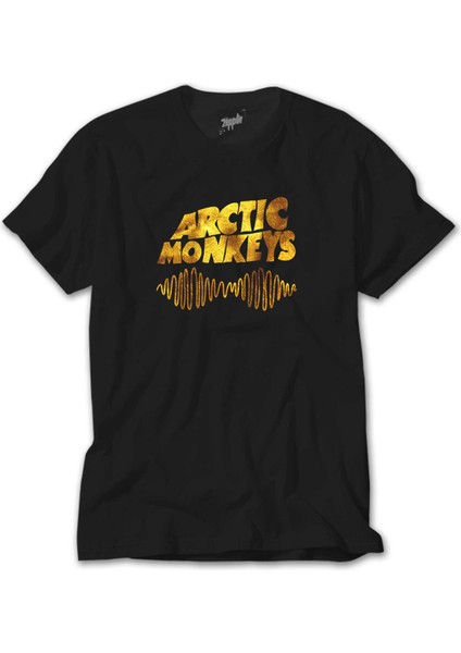 Arctic Monkeys Logo Wave Gold Siyah Tişört