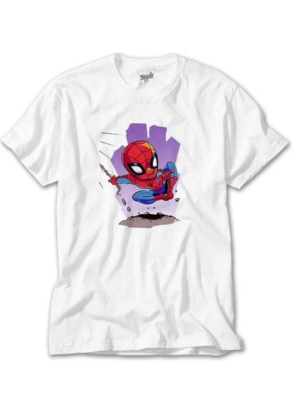Spiderman Cartoon Beyaz Tişört