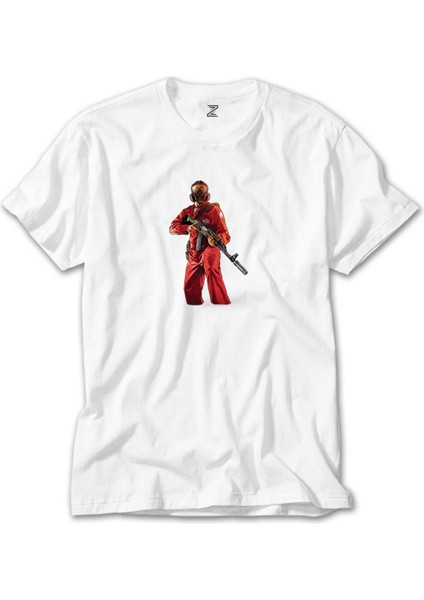 Gta Robber In Red Suit Man Beyaz Tişört