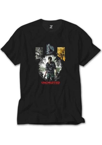 Uncharted 4 Character Siyah Tişört