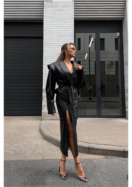 Kadın Timsah Deri Ceket ve Etek Alt Üst Ikili Takım DPNBEMP2623