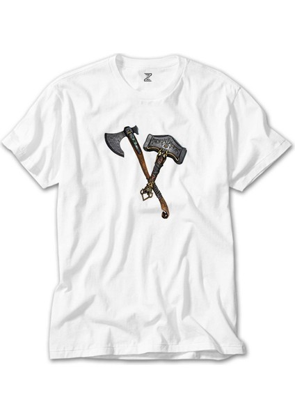 God Of War Ragnarok Kratos Weapon Beyaz Tişört