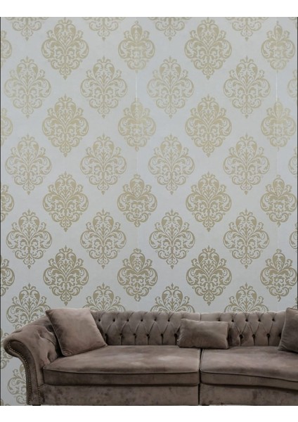 Altın Varak Damask Desen Duvar Kağıdı 5m2