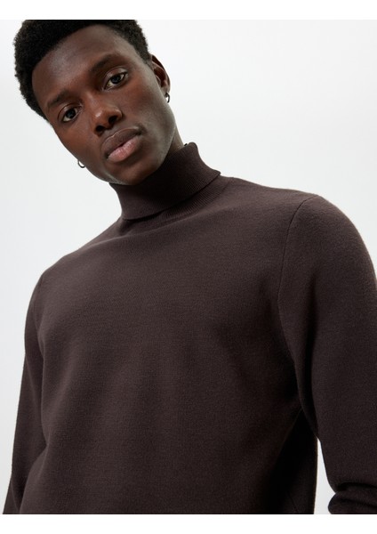 Boğazlı Kazak Triko Basic Uzun Kollu