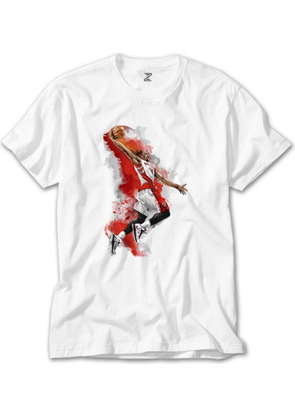 Nba Baller Red Silhouette Beyaz Tişört