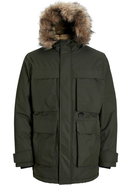 Erkek Rüzgara Dayanikli Suni Kürk Kapüsonlu Parka - Star