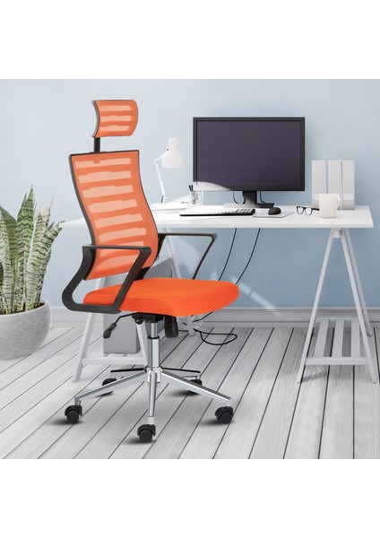 Capri Başlıklı Fileli Başlıklı Metal Ayaklı Ofis Koltuğu Çalışma Koltuğu