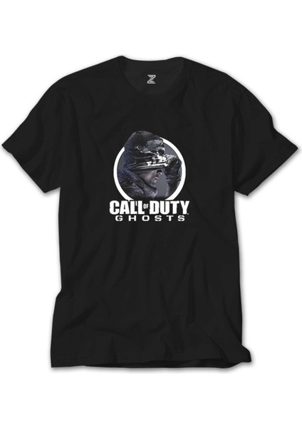 Call Of Duty Ghosts Text Siyah Tişört