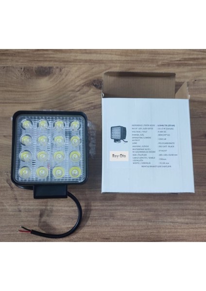 16 LED Kare 9-48 Volt 48 Watt IP67 Çalışma Lambası