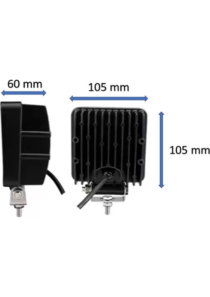 16 LED Kare 9-48 Volt 48 Watt IP67 Çalışma Lambası