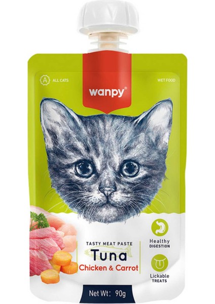Ton Balıklı Tavuklu ve Havuçlu Ezme Kedi Ödül Maması 90gr - 24 Adet fiyatları