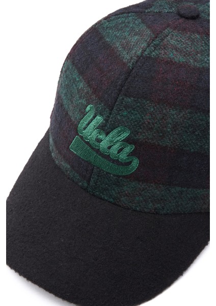 Symere Lacivert-Yeşil Baseball Cap Ekoseli Kaşe Nakışlı ve Metal Tokalı Standard Fit Unisex Şapka modelleri