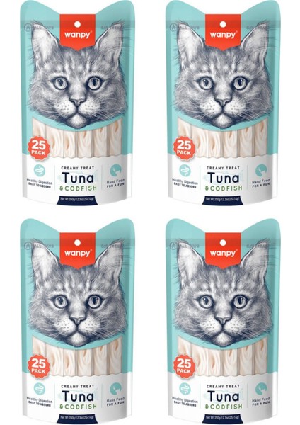 Ton ve Morina Balıklı Sıvı Kedi Ödül Maması 25x14gr - 4 Paket