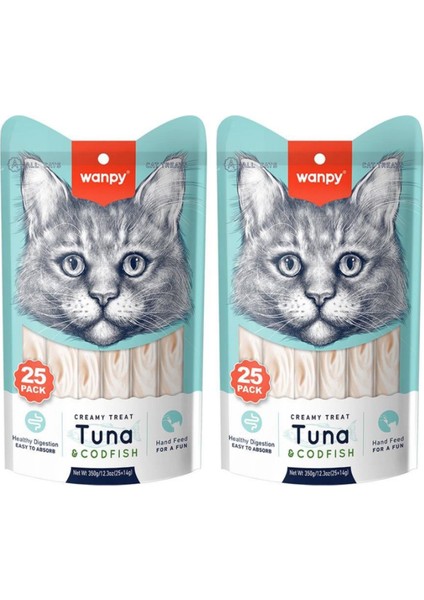 Ton ve Morina Balıklı Sıvı Kedi Ödül Maması 25x14gr - 2 Paket