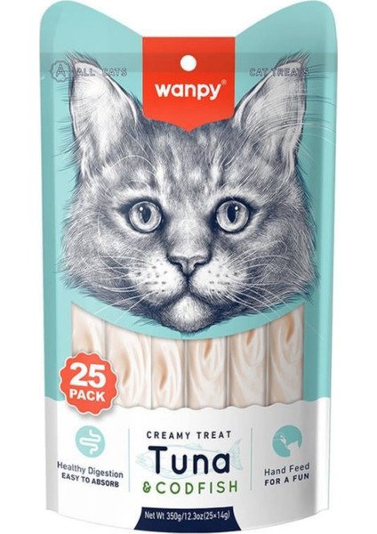 Ton ve Morina Balıklı Sıvı Kedi Ödül Maması 25x14gr - 2 Paket