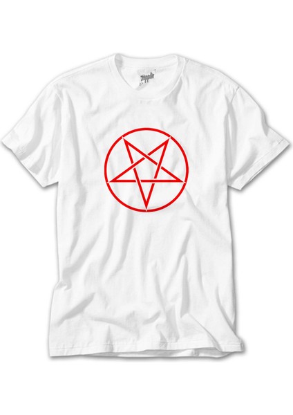 Pentagram Red Star Beyaz Tişört
