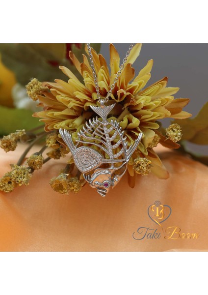 Beyaz Taşlı Dülger Balığı Gümüş Kolye fiyatları