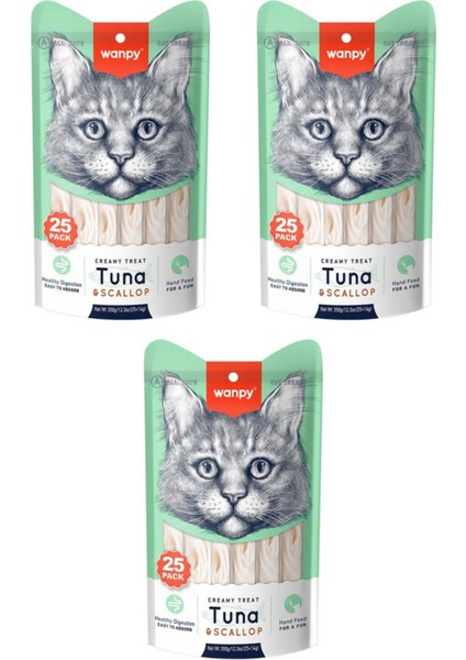 Ton Balığı ve Deniz Taraklı Destekleyici Krema Kedi Ödül Maması 14gr (25'li) - 3'lü