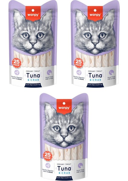 Ton Balığı ve Yengeçli Destekleyici Krema Kedi Ödül Maması 14gr (25'li) - 3 Paket