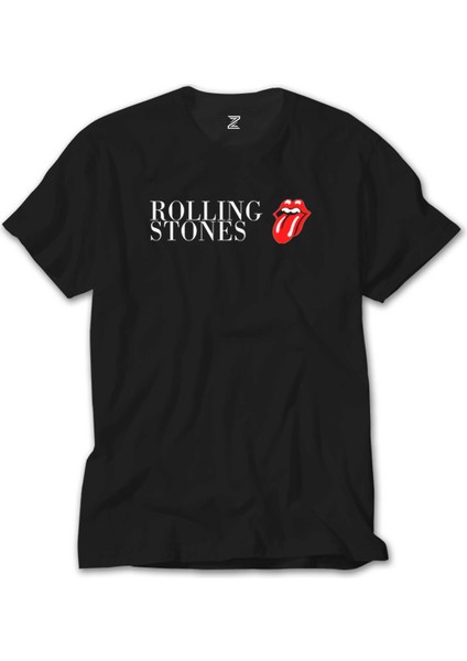 The Rolling Stones Logo Text Siyah Tişört