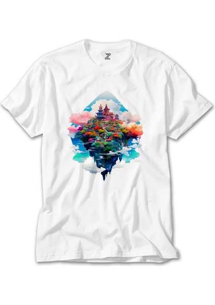 The Island On The Cloud Beyaz Tişört