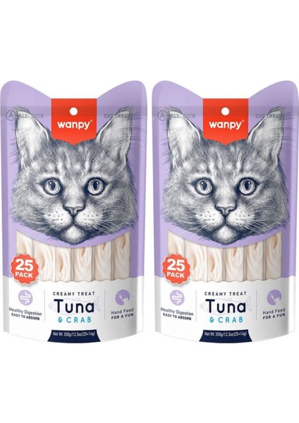 Ton Balığı ve Yengeçli Destekleyici Krema Kedi Ödül Maması 14gr (25'li) - 2 Paket