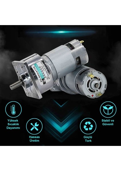XD-60GA775 Dc Motor 12V 5rpm 35W 87KG.CM Yüksek Tork Kuvvet Metal Dişli Redüktörlü Robot Cnc Makine