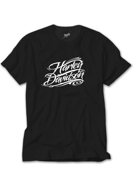 Harley Chopper Typography Siyah Tişört