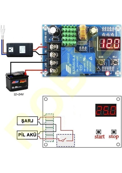 XH-M604 30A Akü Şarj Kontrol Koruma Modülü 12V 24V Batarya Kurşun Asit Jel Akü Lityum Li-Lon Pil