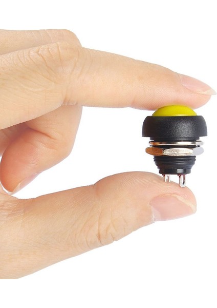 12MM PBS-33B 2 Pin Push Buton Sarı On Off 1A 250V Mini Yuvarlak Su Geçirmez Anahtar Momentary