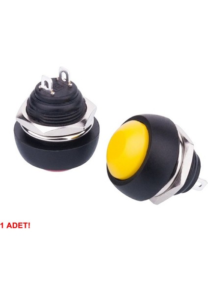 12MM PBS-33B 2 Pin Push Buton Sarı On Off 1A 250V Mini Yuvarlak Su Geçirmez Anahtar Momentary