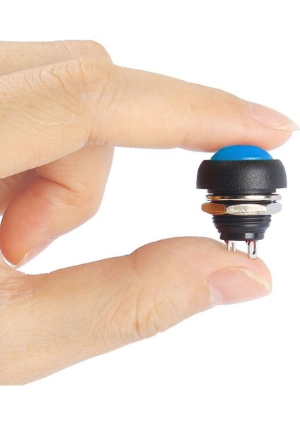 12MM PBS-33B 2 Pin Push Buton Mavi On Off 1A 250V Mini Yuvarlak Su Geçirmez Anahtar