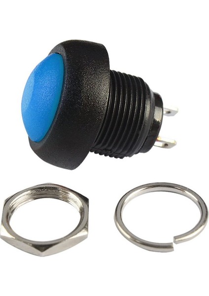 12MM PBS-33B 2 Pin Push Buton Mavi On Off 1A 250V Mini Yuvarlak Su Geçirmez Anahtar