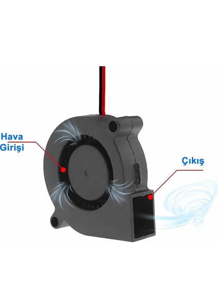 5015 12V Dc Salyangoz Fan 2 Pin 3D Yazıcı Soğutma Fanı Santirfüj Havalandırma Klima Türbin Kuluçka
