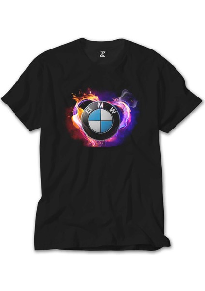 Bmw Heart Colorful Logo Siyah Tişört
