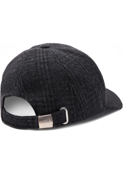 Logan Siyah Baseball Cap Ekoseli Kaşe Nakışlı ve Metal Tokalı Standard Fit Unisex Şapka fiyatları