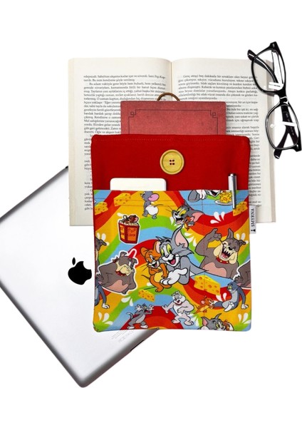 Kitap Kılıfı / Tablet Kılıfı / Ebook Kılıfı / Çok Amaçlı Kılıf ( Kedi Fare , Turuncu ) modelleri