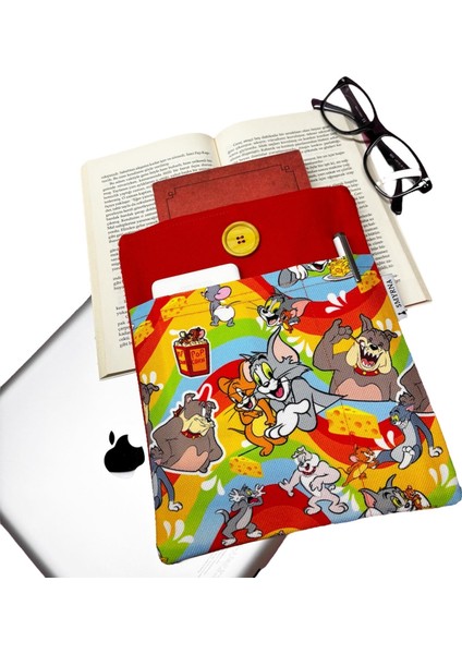 Kitap Kılıfı / Tablet Kılıfı / Ebook Kılıfı / Çok Amaçlı Kılıf ( Kedi Fare , Turuncu ) fiyatları