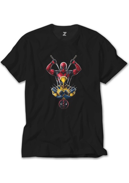Deadpool Wolverine Warrios Siyah Tişört