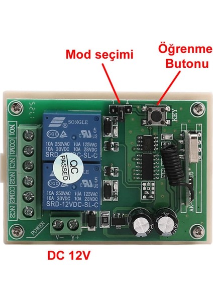 433MHZ Rf 2 Kanal Röle Modül DC12V Kablosuz Motor Pompa Fan Lamba Perde Akıllı Ev Garaj Bariyer Kapı fiyatları