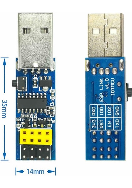 Esp-01 CH340 USB Bağlantı Adaptörü Uyumlu Reset Butonlu ESP01 ESP8266 ESP-01S Wifi Modül Ayar