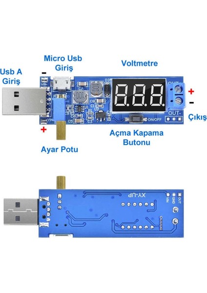 USB Ayarlı Güç Kaynağı Modülü HW-132 Voltaj Yükseltici Düşürücü Dc 0.6V / 25V