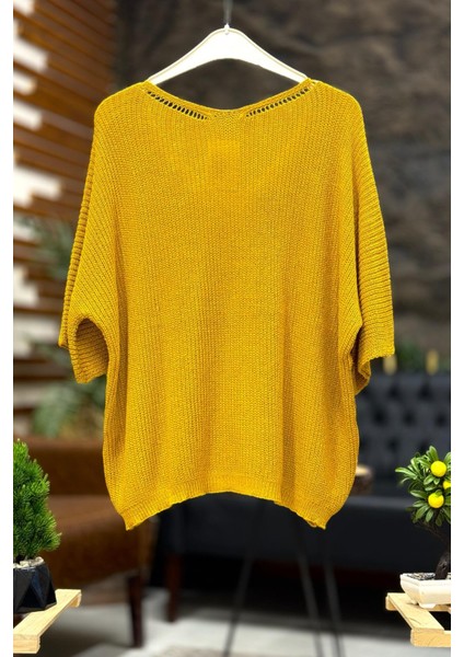 V Yaka Selanik Örgü Merserize Salaş Oversize Bluz fiyatları