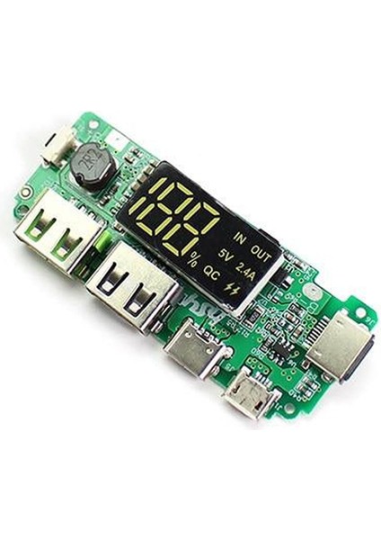 Powerbank Devresi Ekranlı 5V 2.4A Dual USB Çıkış Type C Micro USB Giriş Lityum Lion 18650 Pil Şarj