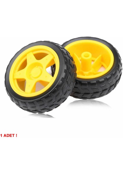 Tt Tekerlek 2.5x6,8cm Plastik Sarı Oyuncak Araba Rubber Lastik Robot Akılı Araç